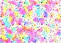 Abstract drawn watercolor colorful bright background with brushstrokes, spots and dots. Royalty Free Stock Photo