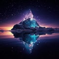 Abstract and Dreamlike Image of Colorful Prism Iceberg in Minimalist Style