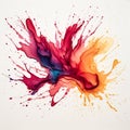 Abstract Drip with Colorful Ink Spots on White Background