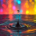 Abstract Dripped water with colourful background. Generative AI