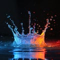 Abstract Dripped water with colourful background. Generative AI