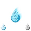 Abstract drop of mineral water logo, aqua natural splash at random and liquid waves emblem laundry or cleaning company, cleaner