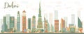 Abstract Dubai City skyline with color skyscrapers