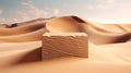 Abstract Dune cliff sand with empty podium stand platform. Generative AI