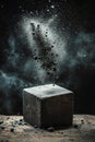 Abstract Dust Explosion from a Dark Cube Royalty Free Stock Photo