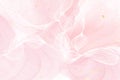 Abstract dusty blush liquid watercolor background with wavy lines. Pastel pink marble alcohol ink drawing effect. Vector