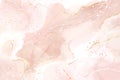 Abstract dusty rose blush liquid watercolor background with gold dots and lines. Pastel pink marble alcohol ink drawing