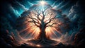 Abstract Dying tree with light beams Royalty Free Stock Photo