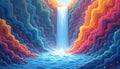 An abstract, dynamic depiction of a vibrant, cascading waterfall made up of diverse coding Royalty Free Stock Photo