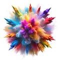 Dynamic burst of colorful powder paint exploding against a black background Royalty Free Stock Photo