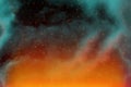 Abstract dynamic fantasy light blue space and stars colorful background with sparks and clouds Royalty Free Stock Photo