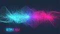 Abstract dynamic motion lines and dots background with colorful particles. Digital streaming background, wave flow Royalty Free Stock Photo