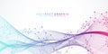 Abstract dynamic motion lines and dots connection background with plexus effect. Digital streaming background, wave flow Royalty Free Stock Photo