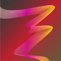 Abstract Dynamic Sound Wave Vector with Vibrant Pink and Yellow Gradient Lines on Dark Red Background. Royalty Free Stock Photo