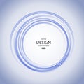 Abstract dynamic vortex circle of blue lines. Design element. Blue background. Royalty Free Stock Photo