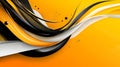 A Illustration of Abstract Dynamic Wave Design in Black White and Yellow Bright Energetic Royalty Free Stock Photo