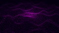 Abstract dynamic wave of particles. Network of bright points or dots. Big data. Digital background. 3d rendering Royalty Free Stock Photo