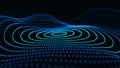 Abstract dynamic wave of particles. Network of bright points or dots. Big data. Digital background. 3d rendering Royalty Free Stock Photo