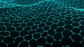 Abstract dynamic wave of points and lines. Big data. Network of particles. Digital background. 3d rendering Royalty Free Stock Photo