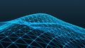 Abstract dynamic wave of points and lines. Big data. Network of particles. Digital background. 3d rendering Royalty Free Stock Photo
