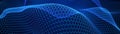 Abstract dynamic wave of points and lines. Big data. Network of particles. Digital background. 3d rendering Royalty Free Stock Photo
