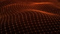 Abstract dynamic wave of points and lines. Big data. Network of particles. Digital background. 3d rendering Royalty Free Stock Photo