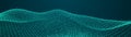 Abstract dynamic wave of points and lines. Hexagon. Big data. Network of particles. Digital background. 3d rendering Royalty Free Stock Photo