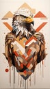 Abstract Eagle Geometric Animal Art Painting Earth Colors Illustration Postcard Digital Artwork Banner Website Flyer Ads Gift Card