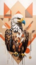 Abstract Eagle Geometric Animal Art Painting Earth Colors Illustration Postcard Digital Artwork Banner Website Flyer Ads Gift Card