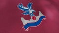 Abstract eagle on the purple, blue, and white emblem of the Crystal Palace professional football club. Motion. Waving