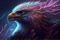 Abstract eagle with thunder effect, neon colors, digital art, wallpaper