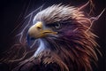 Abstract eagle with thunder effect, neon colors, digital art, wallpaper