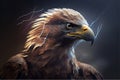 Abstract eagle with thunder effect, neon colors, digital art, wallpaper