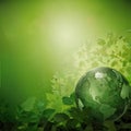Abstract Earth Day concept with foliage and a faded globe generative AI