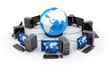 Abstract earth, network connect and many computers