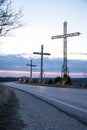 Abstract Easter Cross on Road at Sunset Royalty Free Stock Photo
