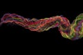 Abstract Eco fresh rainbow smoke flame helix isolated on black background. Spring healthy illustration overlay