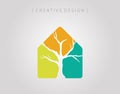 Abstract Eco House With Dead Tree Branch Logo icon design template element Royalty Free Stock Photo