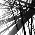 Abstract edgy, geometric vector art, monochrome angular illustration with random, chaotic overlapping shapes. Rough, harsh Royalty Free Stock Photo