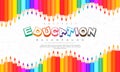 Abstract education background, back to school, learning, student, teaching, vector illustration background with colorful pencils Royalty Free Stock Photo