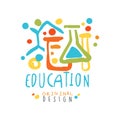 Abstract educational label with chemical test tubes and flasks