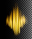 Abstract effect sound wave. Golden color effect. Spectrum audio wave. Vector illustration on transparent background Royalty Free Stock Photo