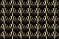 Abstract Egyptian seamless pattern. Golden lotus on black background