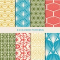 Abstract Eight Colorful Seamless Patterns Set