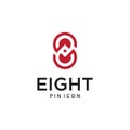 Abstract eight logo with pin symbol design template