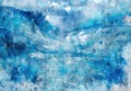 Abstract electric blue waves ocean sea watercolor background. Artistic painted background for design, wallpaper, texture. Modern Royalty Free Stock Photo