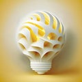 Abstract electric ornamented bulb with light sunny yellow background