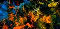 Abstract electrifying lines, smoky fractal pattern, digital illustration art work of rendering chaotic dark background
