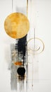 Abstract Elegance: A Hanging Scroll of Black, Gold, and Silver T