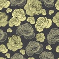 Abstract elegance seamless floral pattern. Beautiful flowers vector illustration texture with roses on dark background Royalty Free Stock Photo